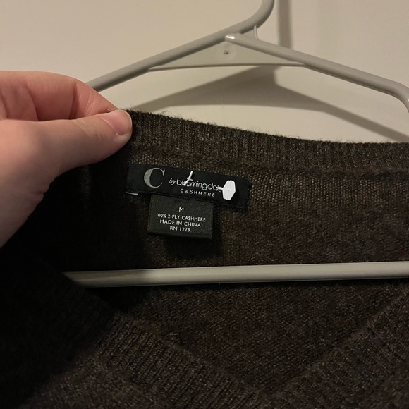 Bloomingdale's Chocolate V-Neck Sweater - Picture 2 of 3